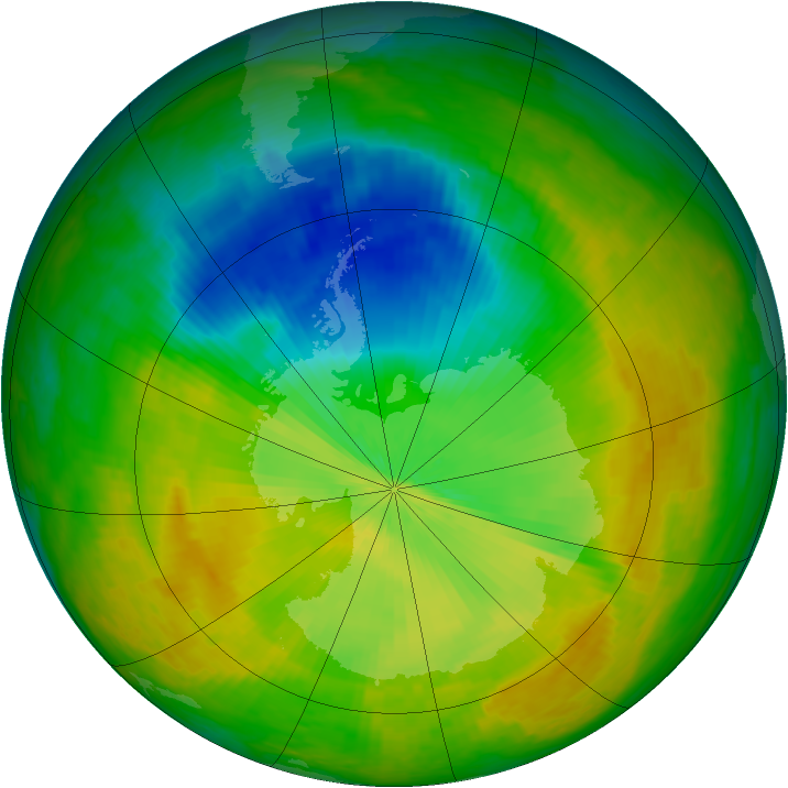 Antarctic ozone map for 03 November 2002